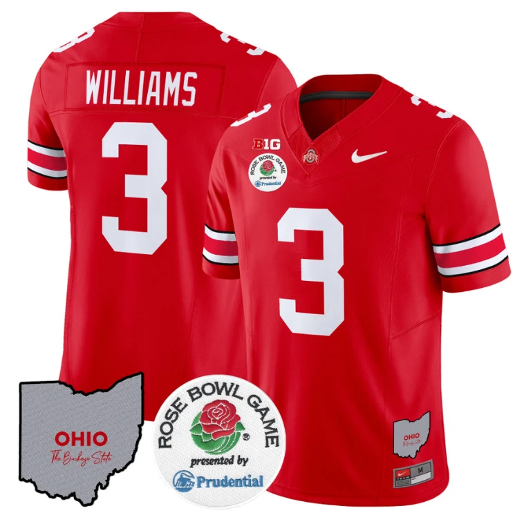 Miyan Williams Jersey #3 Ohio State Buckeyes Rose Bowl Vapor Limited V2 Red by NCAA Football Jersey