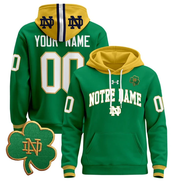 Men's Custom Notre Dame Fighting Irish Hoodie Pullover 2024 by Hoodie Pullover