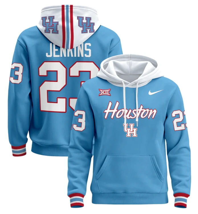 Parker Jenkins Hoodie #23 Houston Cougars 2024 Pullover Stitched by Hoodie Pullover
