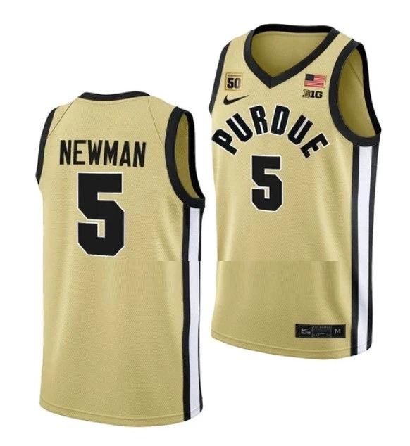 Men's #5 Brandon Newman Jersey Purdue Boilermakers College Basketball Jerseys Gold by My store basketball
