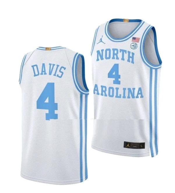 Men's #4 R.J. Davis Jersey North Carolina Tar Heels College Basketball Jerseys White Elite by My store basketball