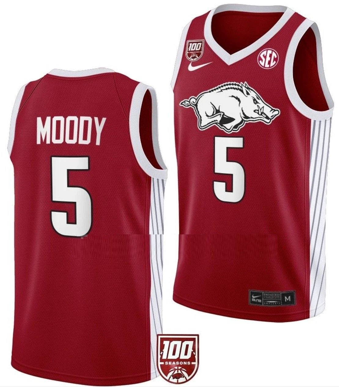 Moses Moody Jersey Arkansas Razorbacks College Basketball 100 Season #5 by My store basketball