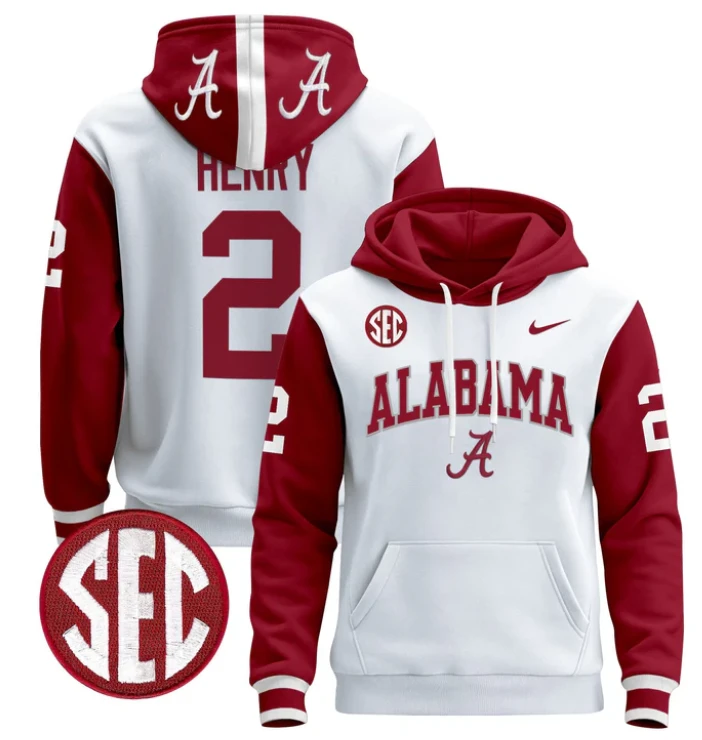 Men's Derrick Henry Hoodie #2 Alabama Crimson Tide 2024 Pullover by Hoodie Pullover