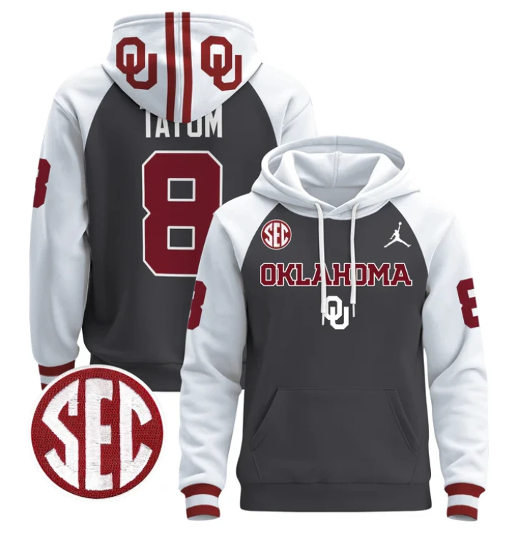 Men's Taylor Tatum Hoodie #8 Oklahoma Sooners 2024 Pullover by Hoodie Pullover