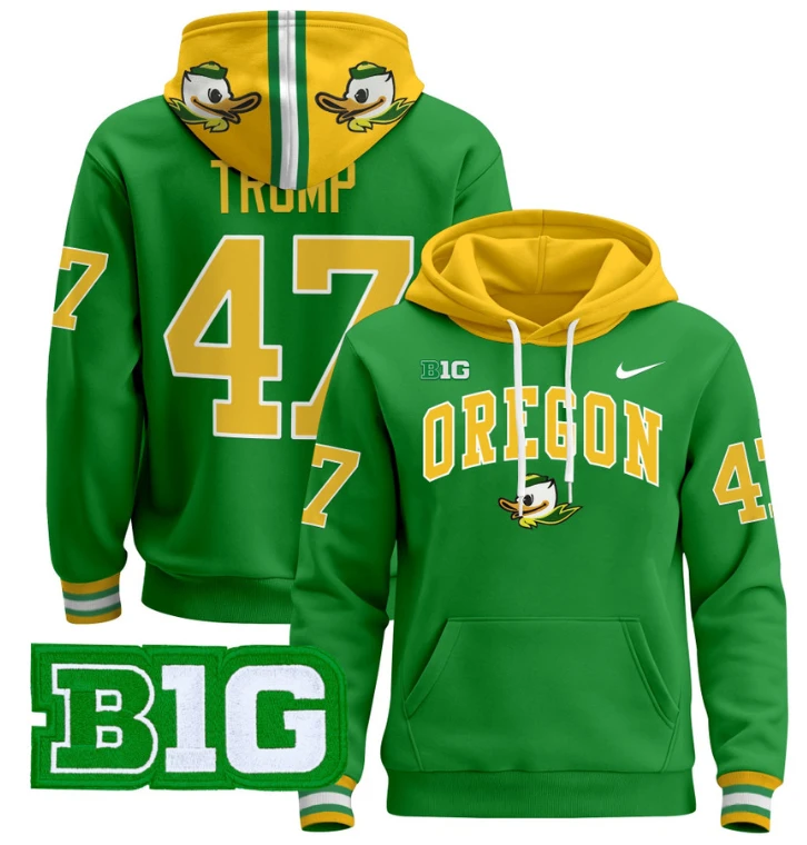 Men's Donald Trump Hoodie #47 Oregon Ducks 2024 Pullover V2 by Hoodie Pullover