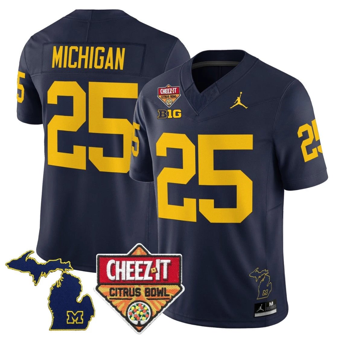 Michigan Jersey #25 Michigan Wolverines 2025 Cheez-It Citrus Bowl Stitched by My Store NCAA Football Jerseys