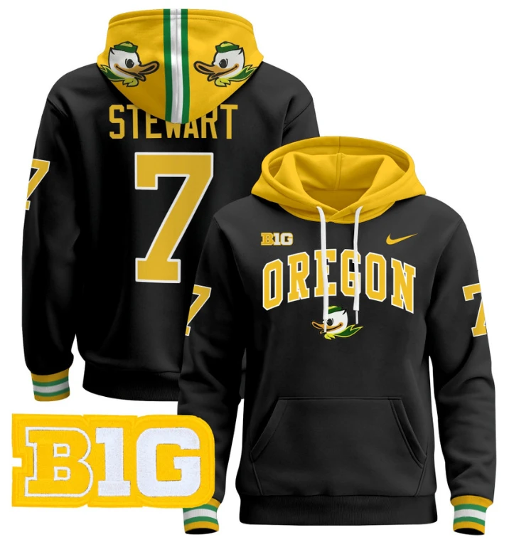 Men's Evan Stewart Hoodie #7 Oregon Ducks 2024 Pullover V2 by Hoodie Pullover