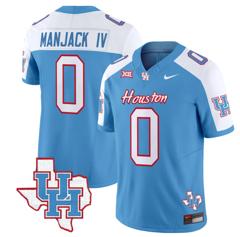 Manjack IV Jersey #0 Houston Cougars Oilers Inspired Vapor College Football Limited Stitched Blue Alternate by My Store