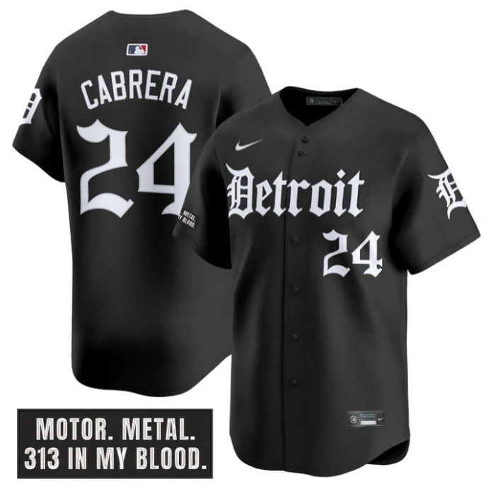 Miguel Cabrera Jersey #24 Detroit Tigers Motor Gothic Edition Vapor Limited Stitched Black by My Store