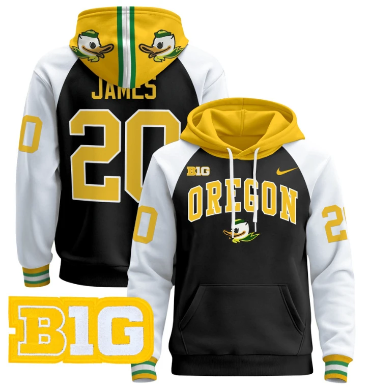 Men's Jordan James Hoodie #20 Oregon Ducks 2024 Pullover V2 by Hoodie Pullover