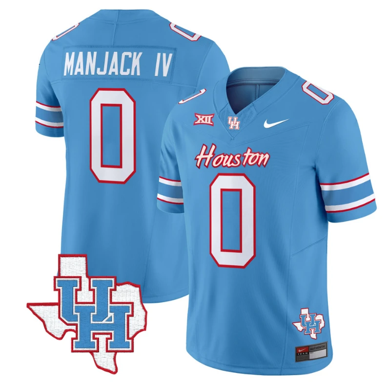 Manjack IV Jersey #0 Houston Cougars Oilers Inspired Vapor College Football Limited Stitched Blue by My Store