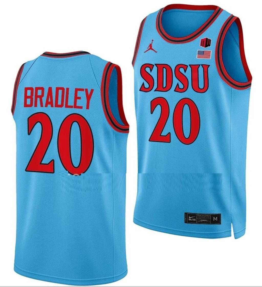 Matt Bradley Jersey San Diego State Aztecs College Basketball Blue Alternate #20 by My store basketball
