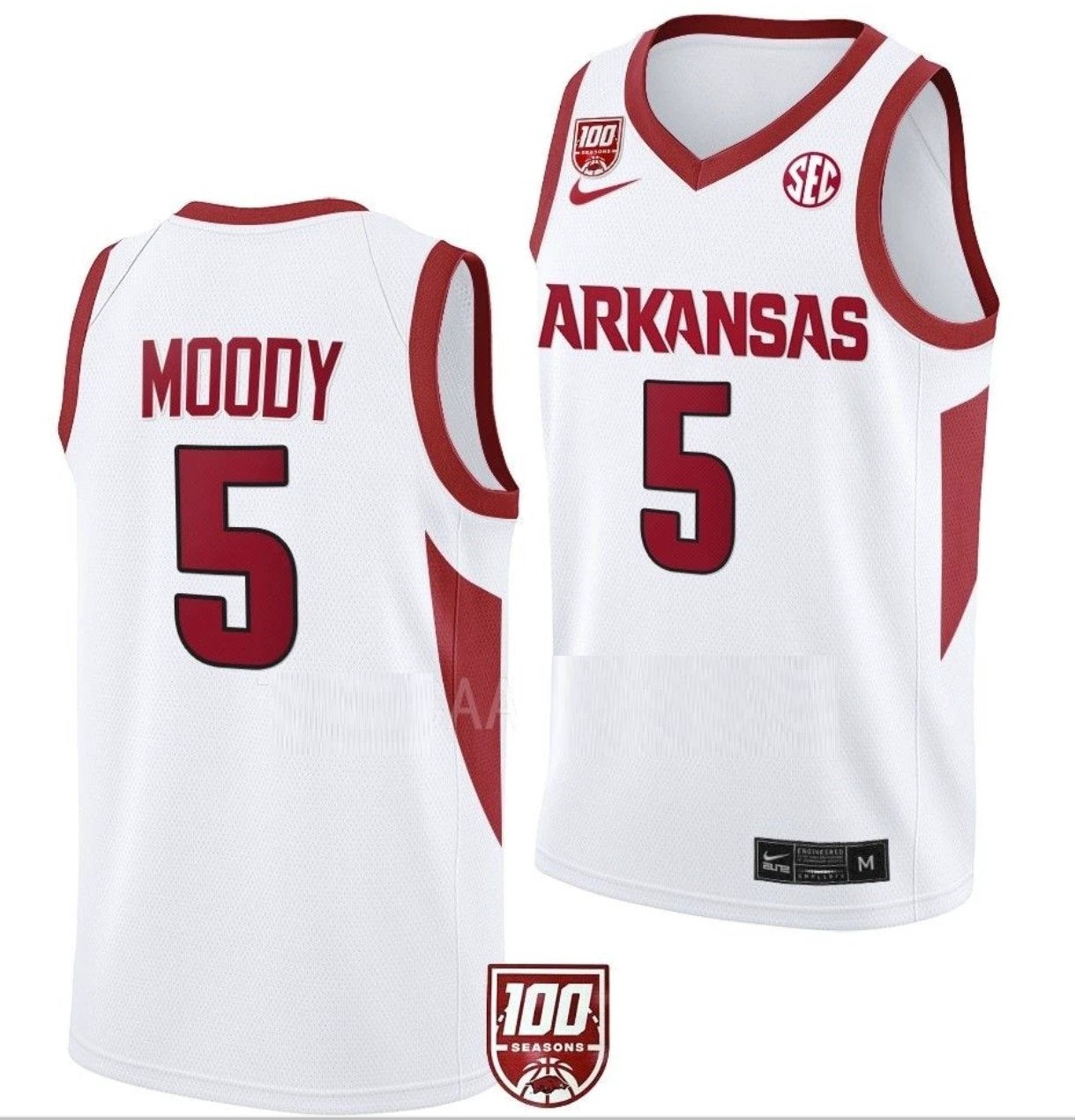 Moses Moody Jersey Arkansas Razorbacks College Basketball 100 Season #5 by My store basketball