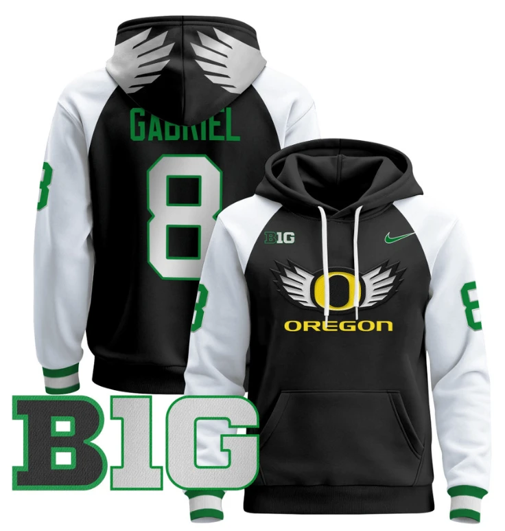 Dillon Gabriel Hoodie #8 Oregon Ducks 2024 Pullover V3 Stitched Black White by Hoodie Pullover