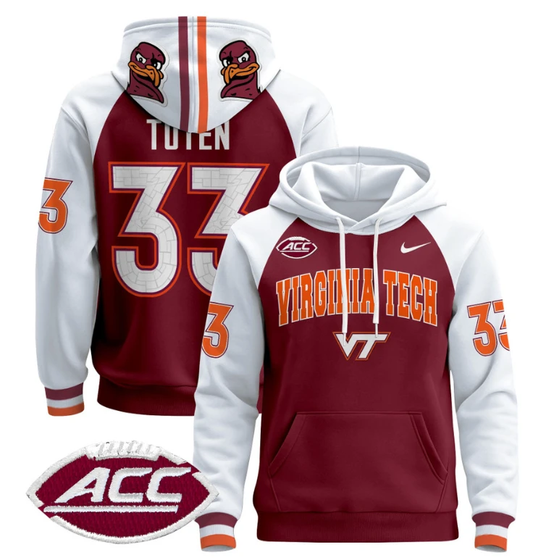 Bhayshul Tuten Hoodie #33 Virginia Tech Hokies Pullover by Hoodie Pullover