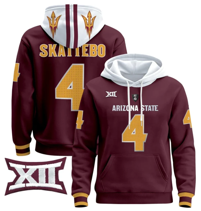 Cam Skattebo Hoodie #4 Arizona State Pullover Stitched V4 by Hoodie Pullover