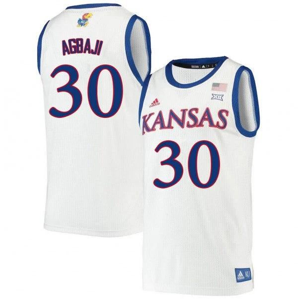 Men Kansas Jayhawks #30 Ochai Agbaji Jersey White University College Basketball Jerseys by My store basketball