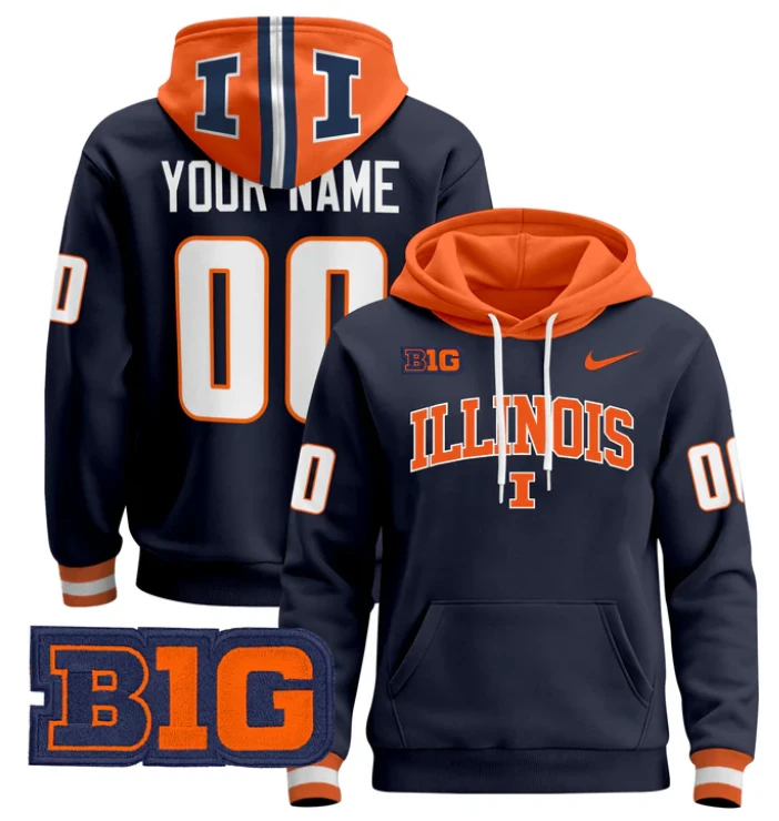 Custom Illinois Fighting Illini Hoodie 2024 Pullover by Hoodie Pullover