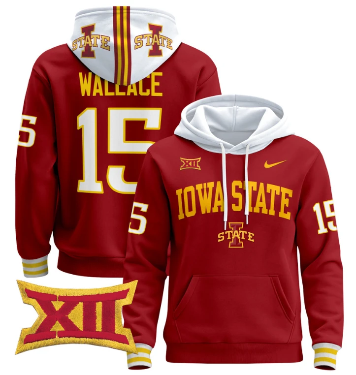 Men's Seneca Wallace Hoodie #15 Iowa State Cyclones 2024 Pullover V2 by Hoodie Pullover