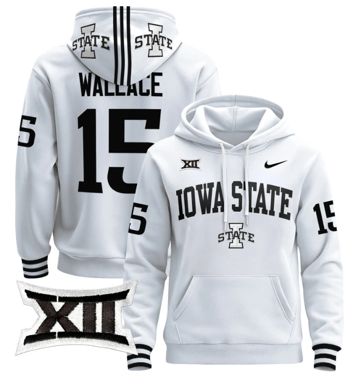 Men's Seneca Wallace Hoodie #15 Iowa State Cyclones 2024 Pullover V2 by Hoodie Pullover
