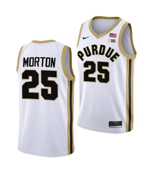 Men's #25 Ethan Morton Jersey Purdue Boilermakers College Basketball Jerseys White by My store basketball