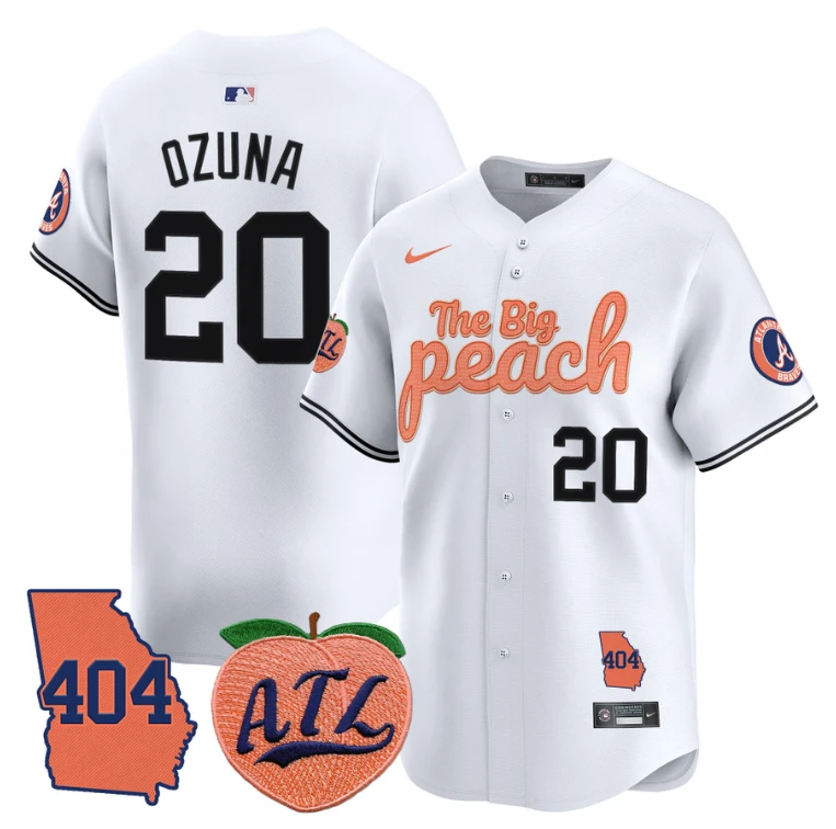 Marcell Ozuna Jersey #20 Atlanta Braves 404 & The Big Peach Premier Limited Stitched White by My Store