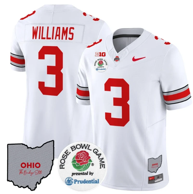 Miyan Williams Jersey #3 Ohio State Buckeyes Rose Bowl Vapor Limited V2 White by NCAA Football Jersey