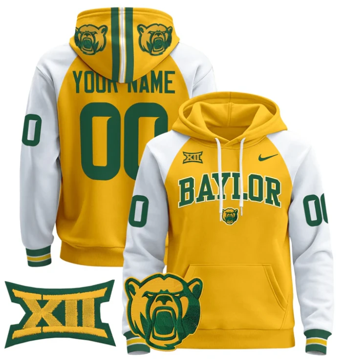 Custom Baylor Bears Hoodie 2024 Pullover Name, Number V2 by Hoodie Pullover