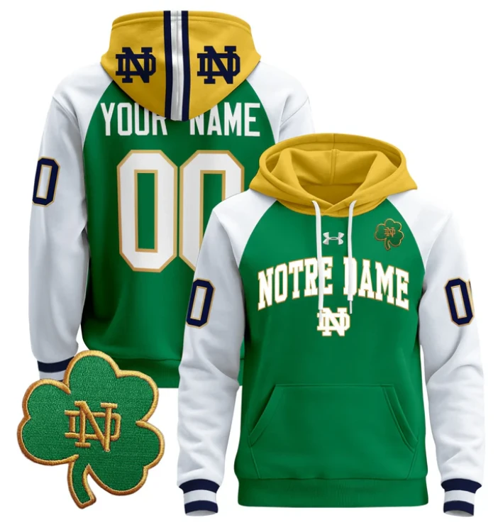 Men's Custom Notre Dame Fighting Irish Hoodie Pullover 2024 by Hoodie Pullover
