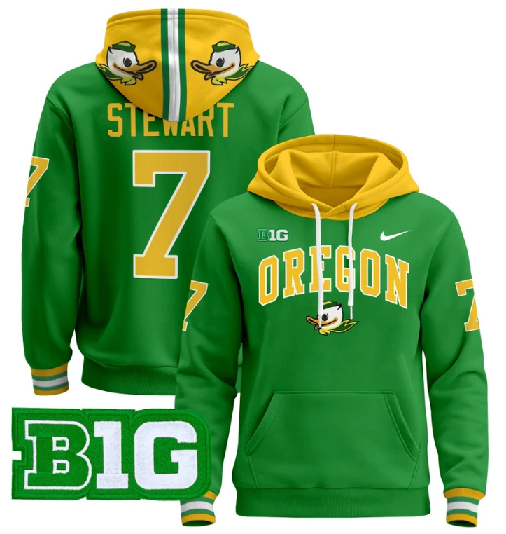 Men's Evan Stewart Hoodie #7 Oregon Ducks 2024 Pullover V2 by Hoodie Pullover
