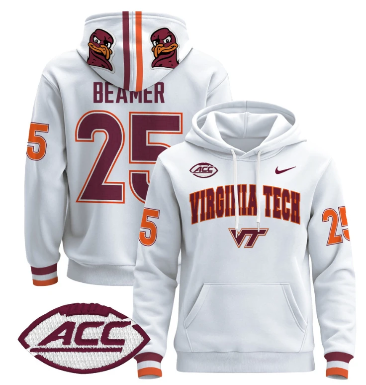 Frank Beamer Hoodie #25 Virginia Tech Hokies Pullover V3 Maroon Alternate by Hoodie Pullover
