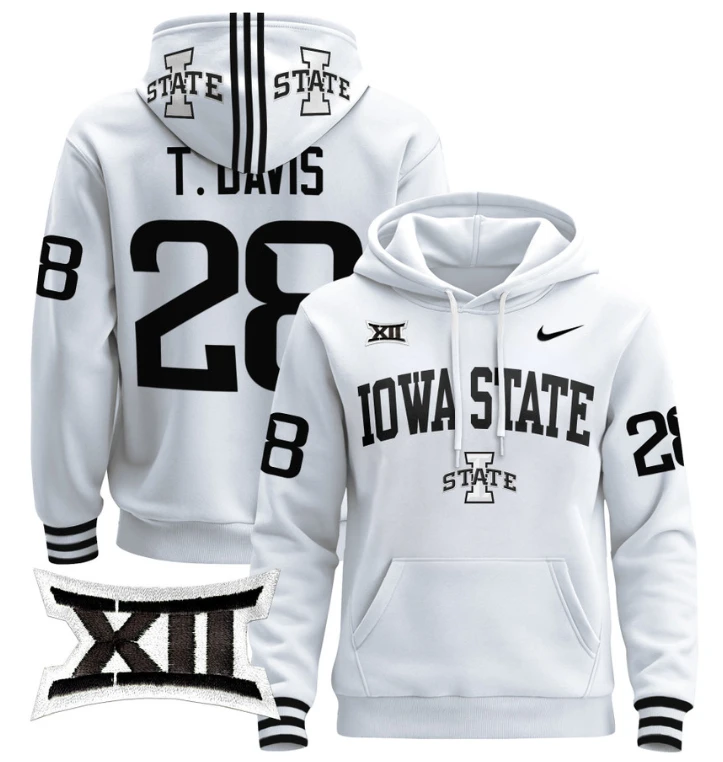 Men's Troy Davis Hoodie #28 Iowa State Cyclones 2024 Pullover V2 by Hoodie Pullover