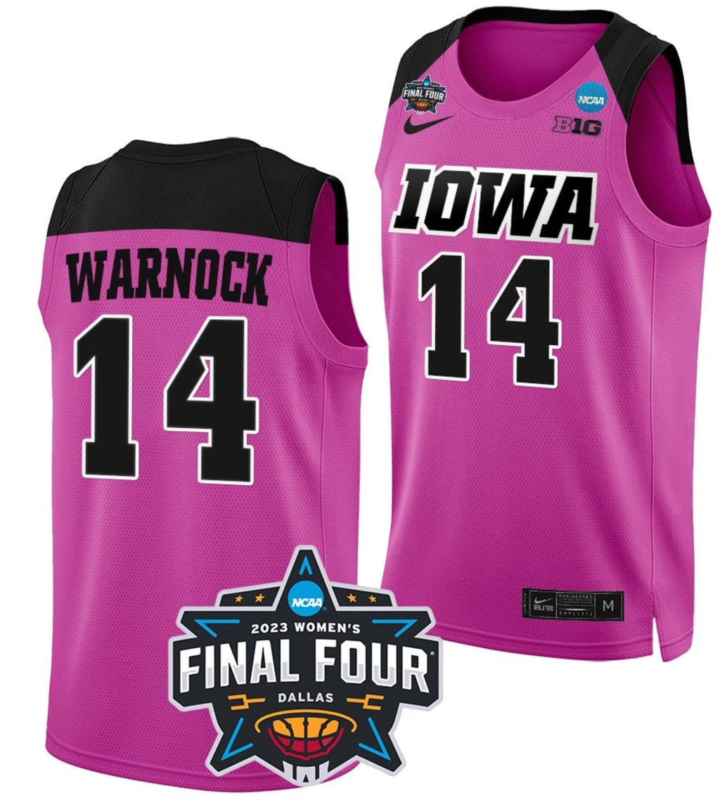 McKenna Warnock Jersey Iowa Hawkeyes College Basketball 2023 NCAA Final Four Pink #14 by My store basketball