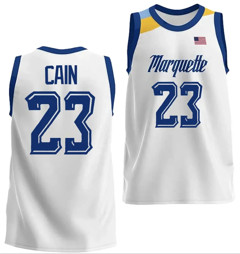 Marquette Golden Eagles Jamal Cain Jersey #23 College Basketball White by My store basketball
