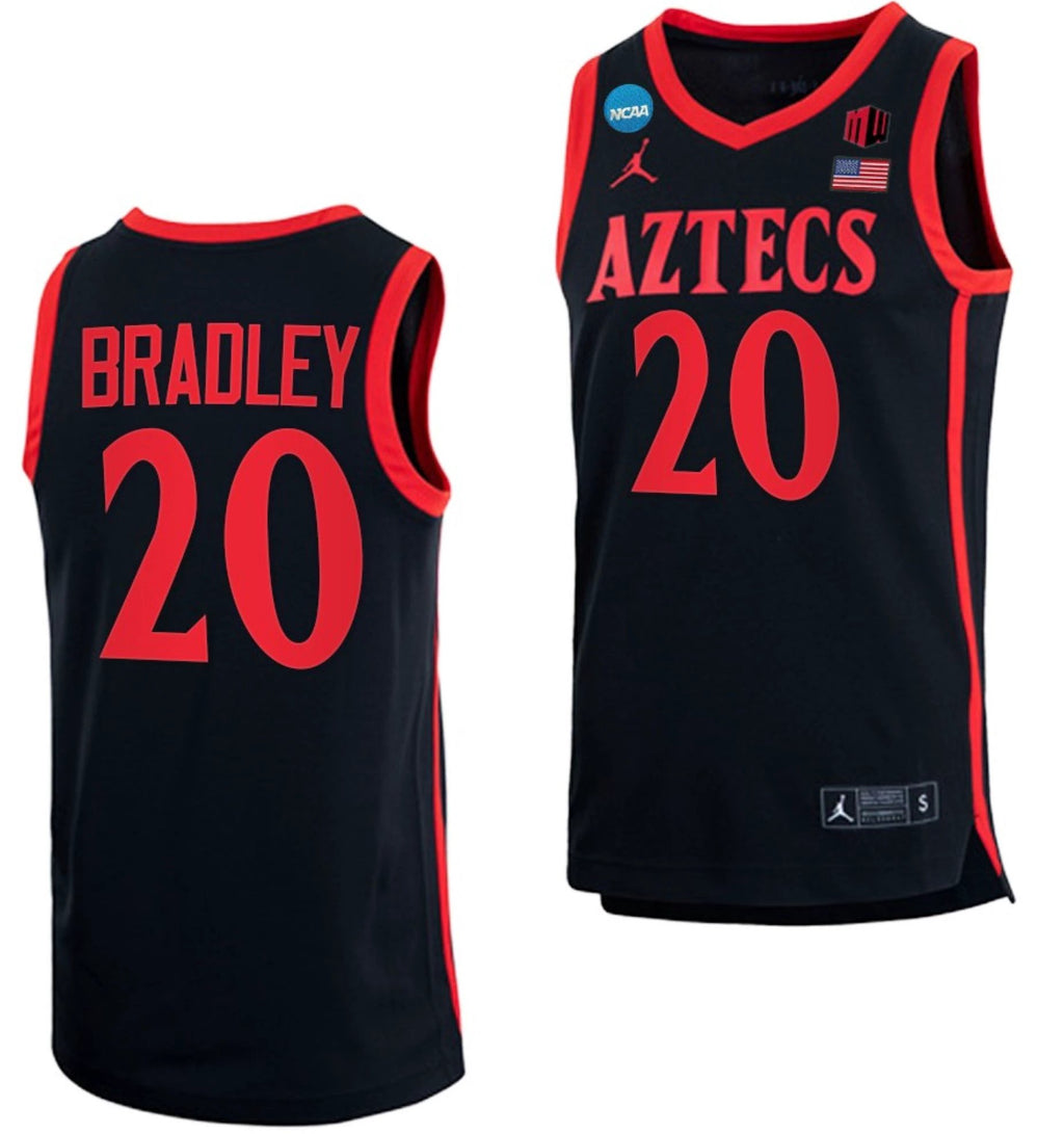 Matt Bradley Jersey San Diego State Aztecs College Basketball 2023 NCAA March Madness Black #20 by My store basketball