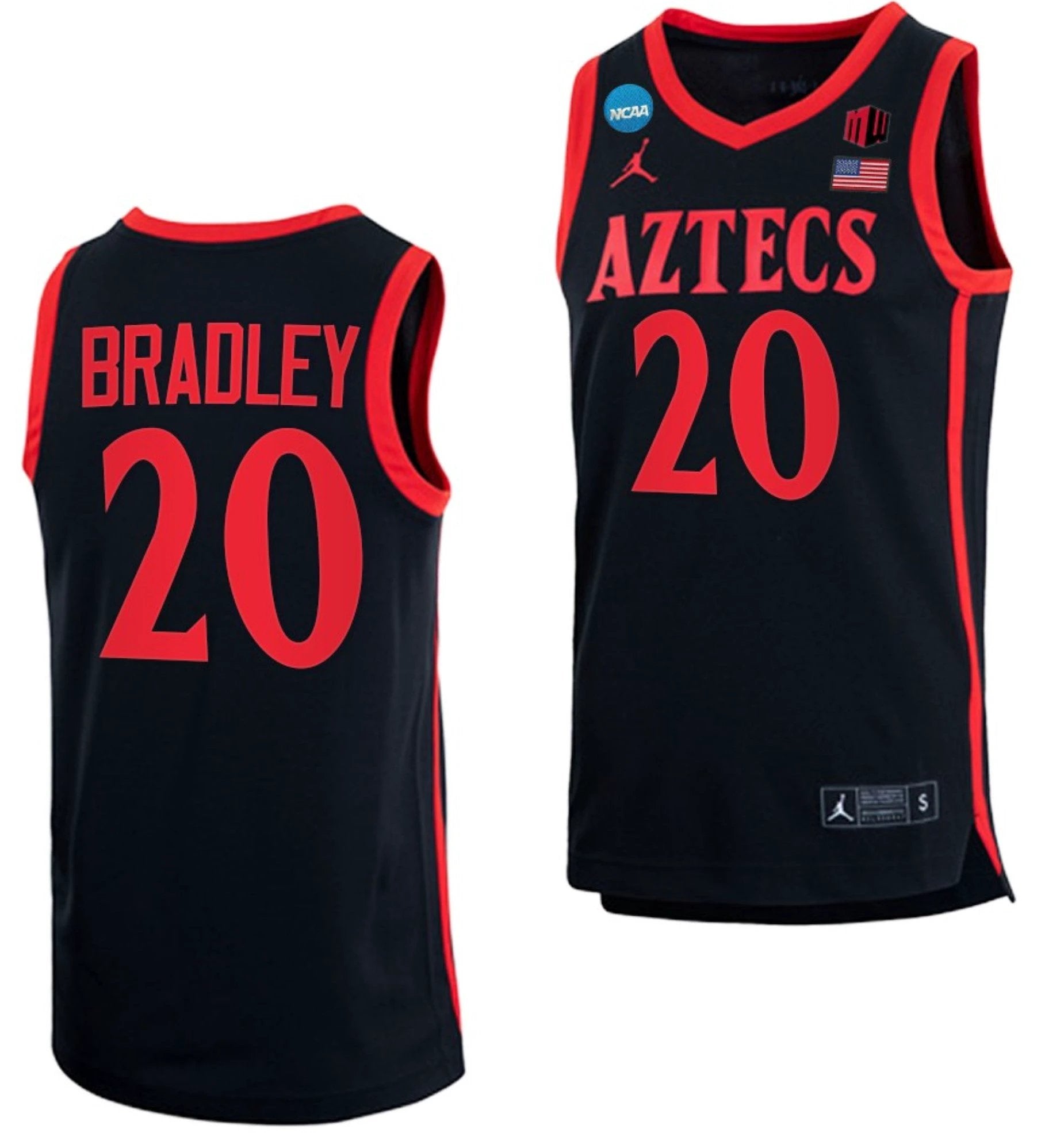 Matt Bradley Jersey San Diego State Aztecs College Basketball 2023 NCAA March Madness Black #20 by My store basketball