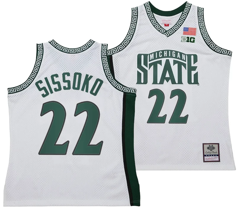 Mady Sissoko Jersey #22 Michigan State Spartans 125th Basketball Anniversary 1999 Throwback White by My store basketball