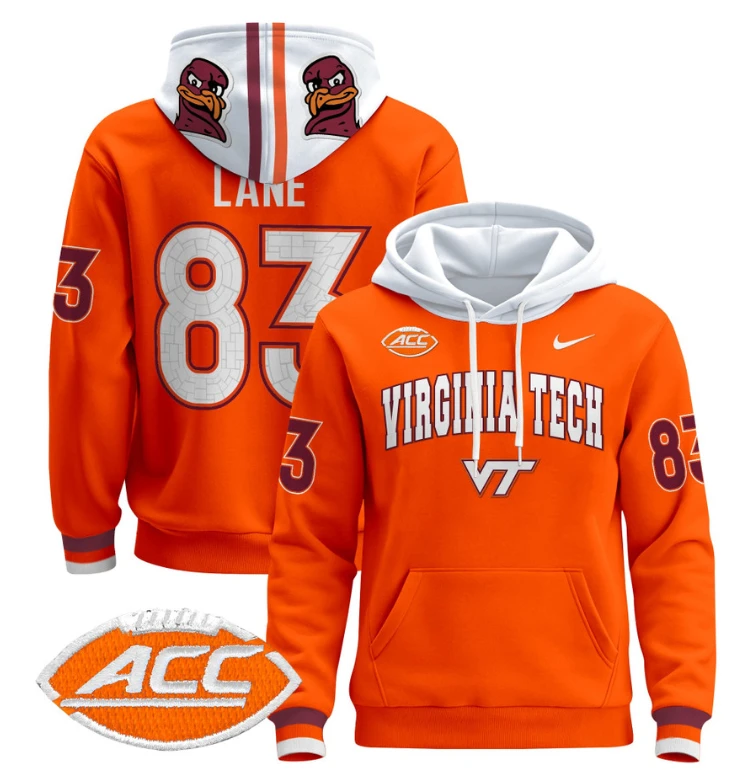 Jaylin Lane Hoodie #83 Virginia Tech Hokies Pullover by Hoodie Pullover