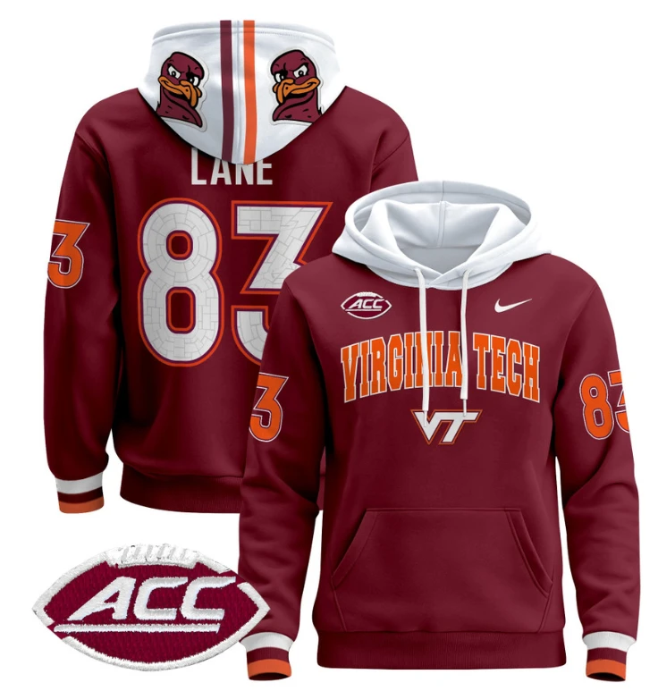 Jaylin Lane Hoodie #83 Virginia Tech Hokies Pullover by Hoodie Pullover