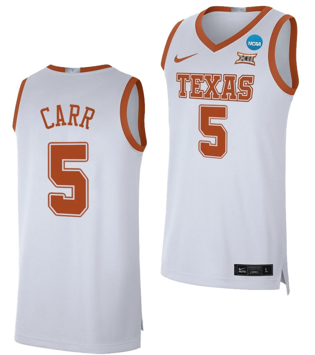 Marcus Carr Jersey Texas Longhorns College Basketball 2023 NCAA March Madness White #5 by My store basketball