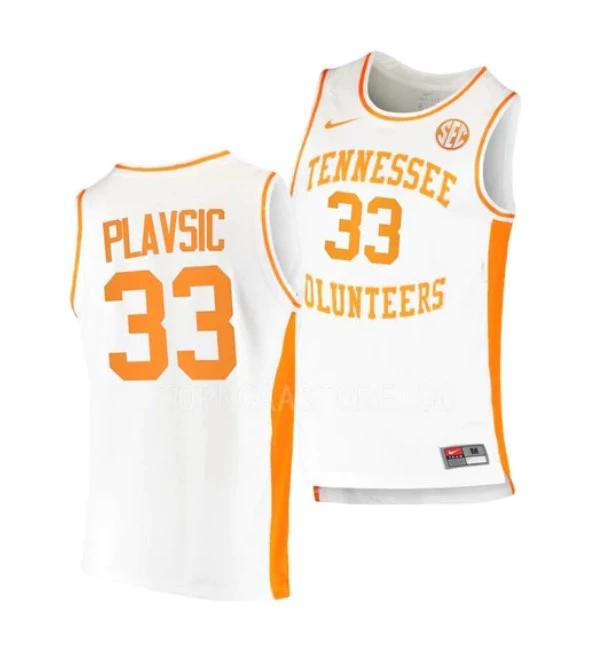 Men's #33 Uros Plavsic Jersey Tennessee Volunteers College Basketball Jerseys White by My store basketball