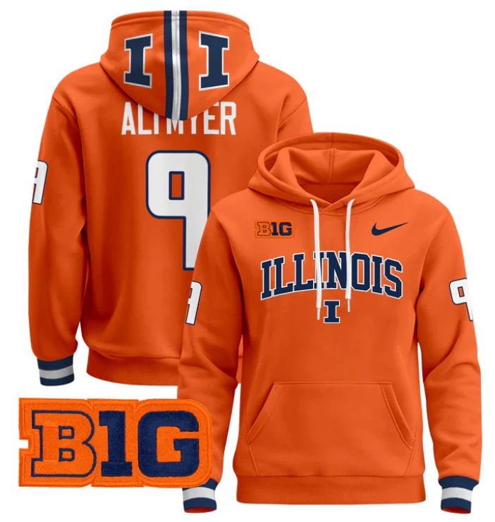Luke Altmyer Hoodie #9 Illinois Fighting Illini 2024 Pullover by Hoodie Pullover