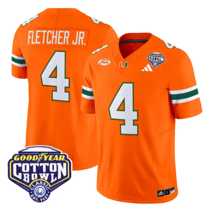 Mark Fletcher Jr Jersey #4 Miami Hurricanes 2025 Cotton Bowl Patch Stitched by My Store NCAA Football Jerseys