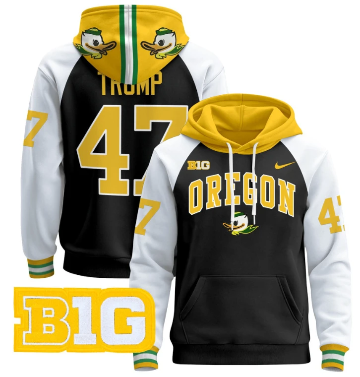 Men's Donald Trump Hoodie #47 Oregon Ducks 2024 Pullover V2 by Hoodie Pullover