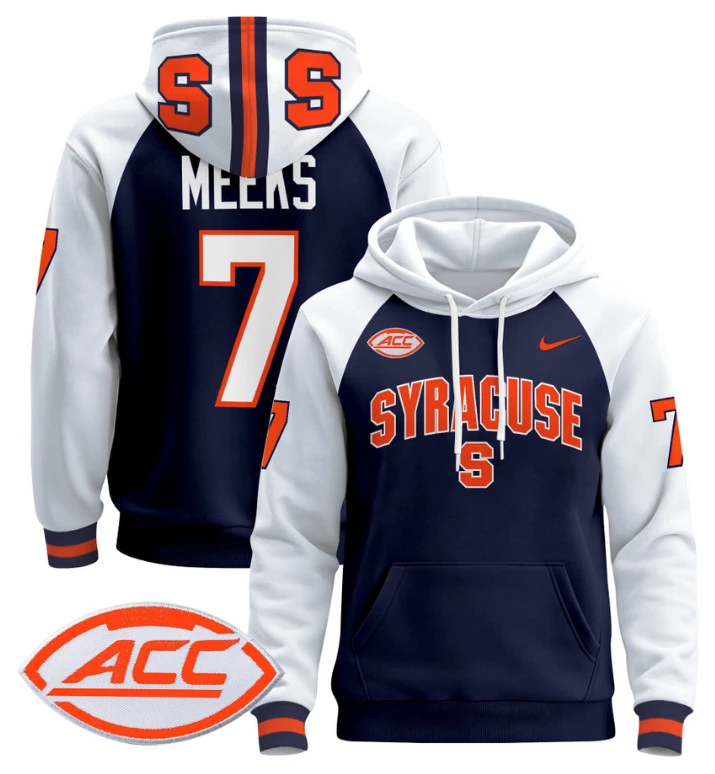 Men's Jackson Meeks Hoodie #7 Syracuse Orange 2024 Pullover V2 by Hoodie Pullover