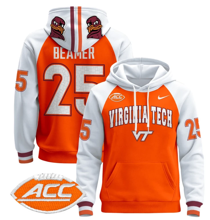Frank Beamer Hoodie #25 Virginia Tech Hokies Pullover V3 Maroon Alternate by Hoodie Pullover