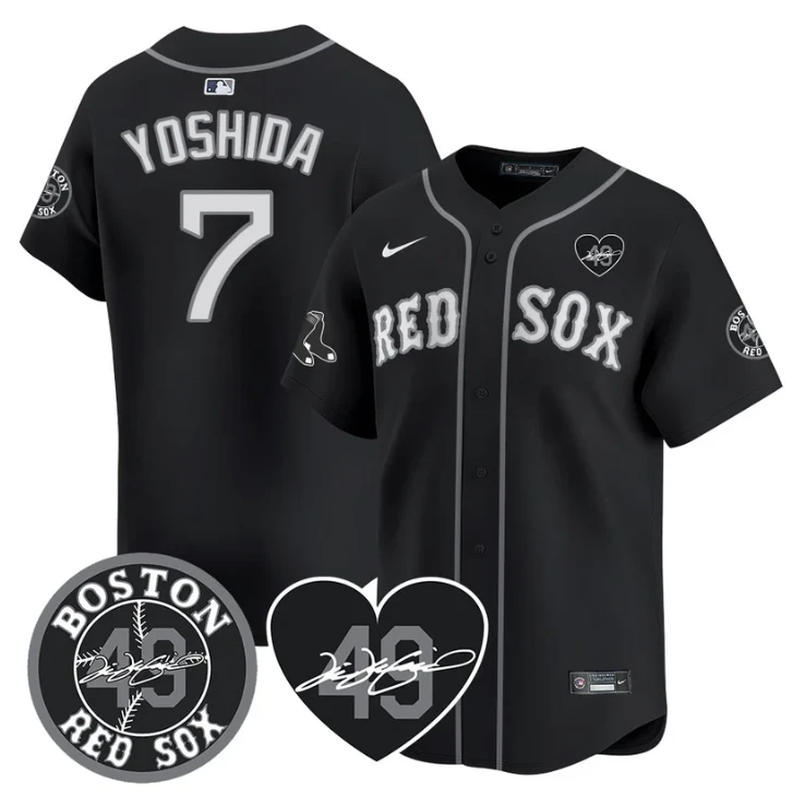 Masataka Yoshida Jersey #7 Boston Red Sox Tim Wakefield Memorial Patch Stitched Black by My Store