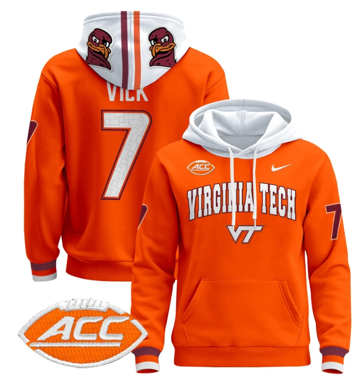 Michael Vick Hoodie #7 Virginia Tech Hokies Pullover by Hoodie Pullover