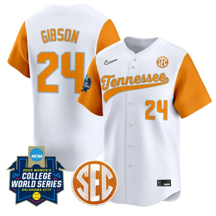 McKenna Gibson Jersey #24 Tennessee Volunteers Softball 2025 World Series Stitched White by My Store
