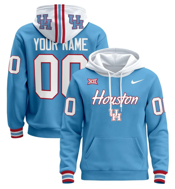 Custom Houston Cougars Hoodie Name, Number 2024 Pullover by Hoodie Pullover